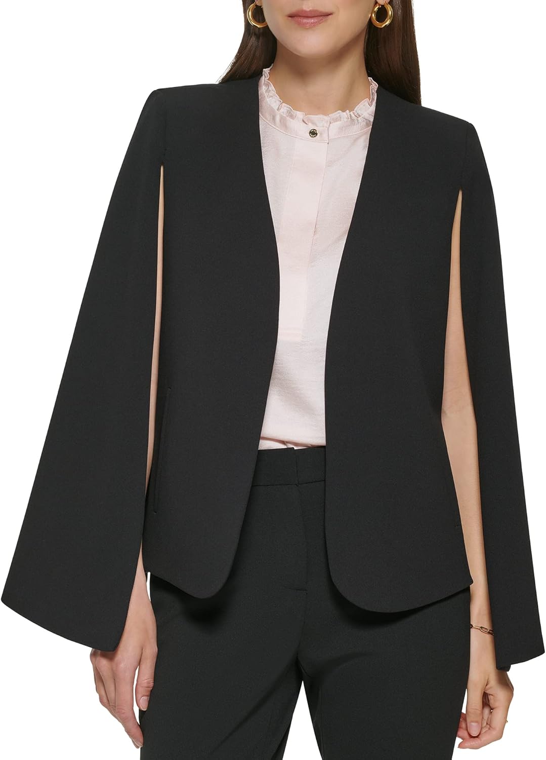 DKNY Womens Open Front Blazer Cape