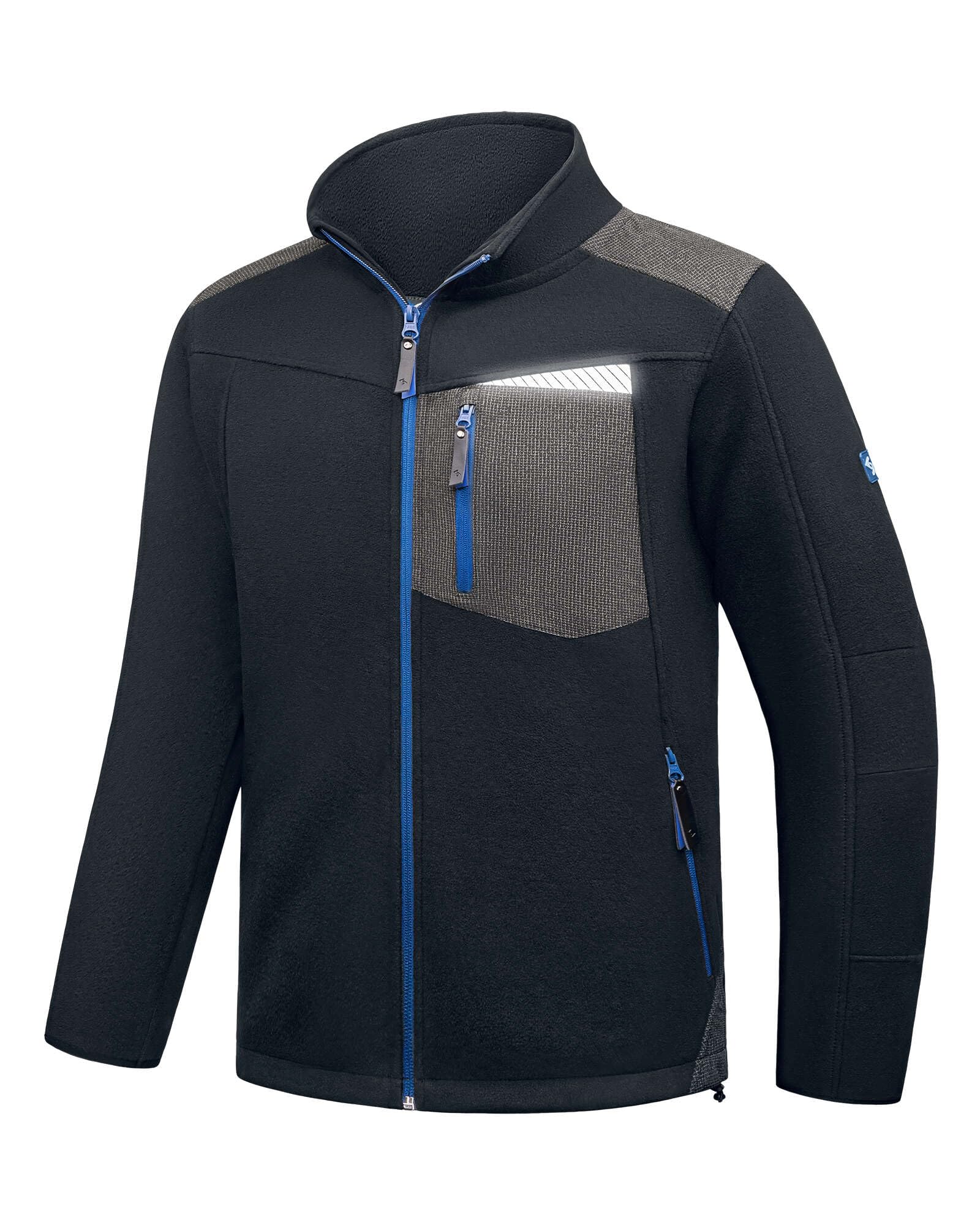 Scheibler Veste polaire coupe-vent pour homme - Veste de travail chaude - Col montant - Veste de transition avec 6 poches - Respirante - Veste de loisirs pour la randonnée et la course