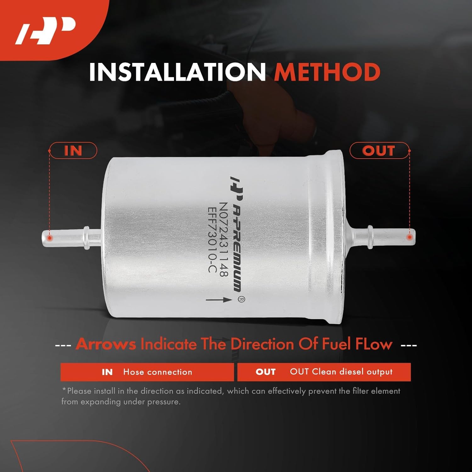 A-Premium Fuel Filter Compatible with Volkswagen Jetta 2000-2005, Passat, Golf, Beetle, Touareg, Jetta City, Phaeton, R32 & Audi A4, A4 Quattro, A8 Quattro, TT, TT Quattro, S4 & Bentley Continental