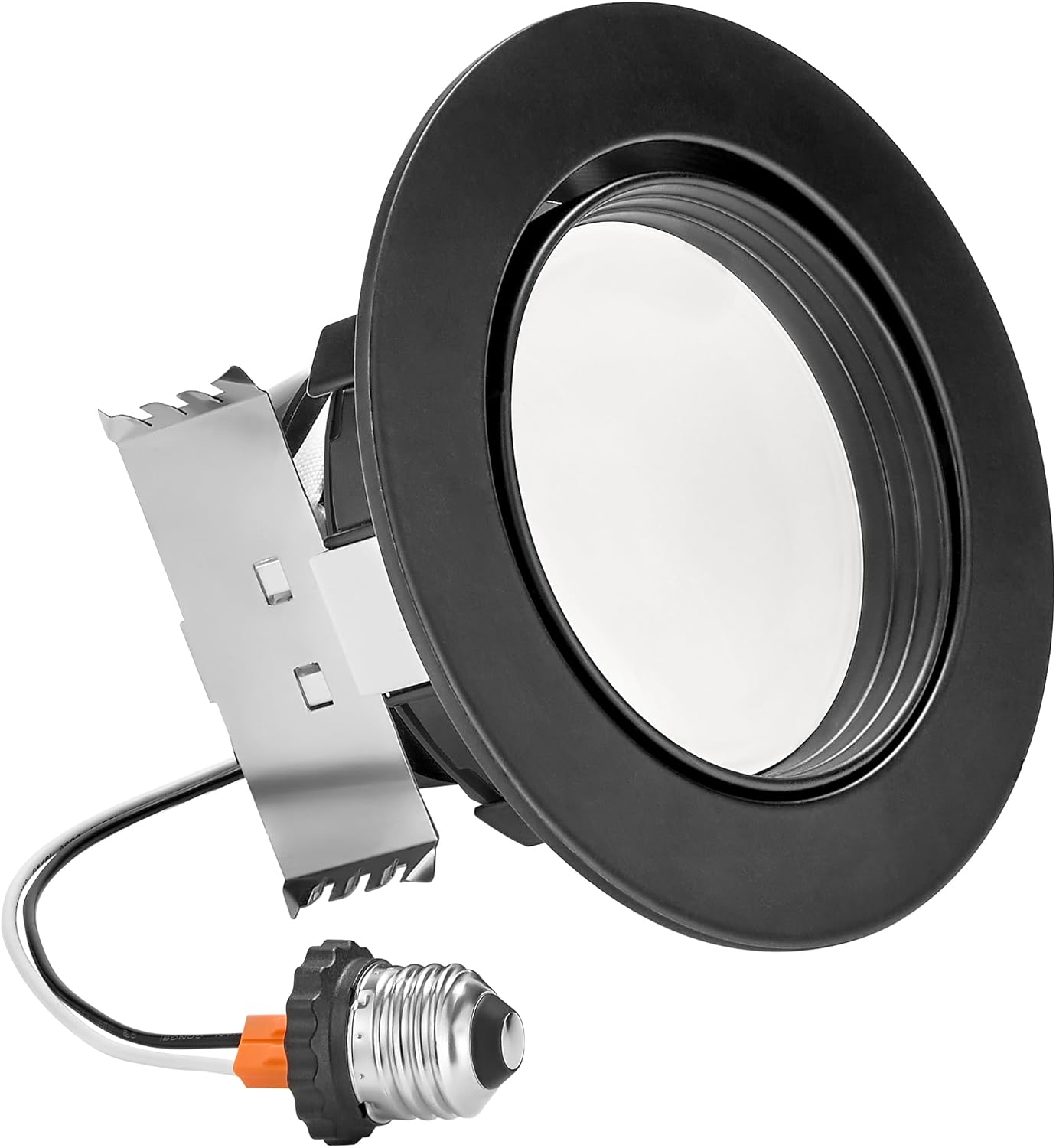 Maxxima 4 in. Rotatable LED Retrofit Downlight Gimbal, 950 Lumens, 10 Watts, 5 CCT 2700K/3000K/3500K/4000K/5000K, Dimmable, Aluminum Black Trim