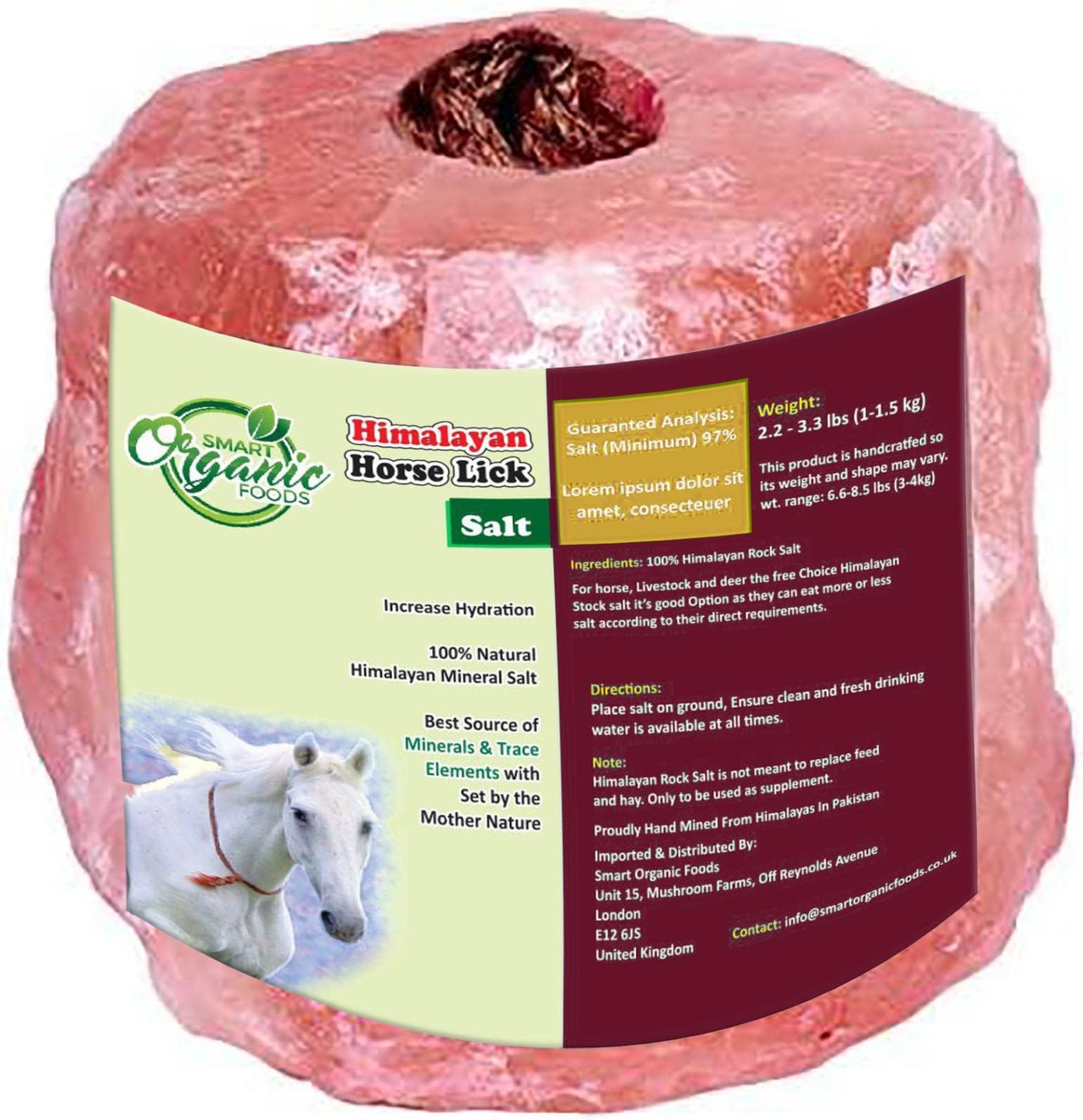 Himalayan Pink Salt Lick for Horses with Rope