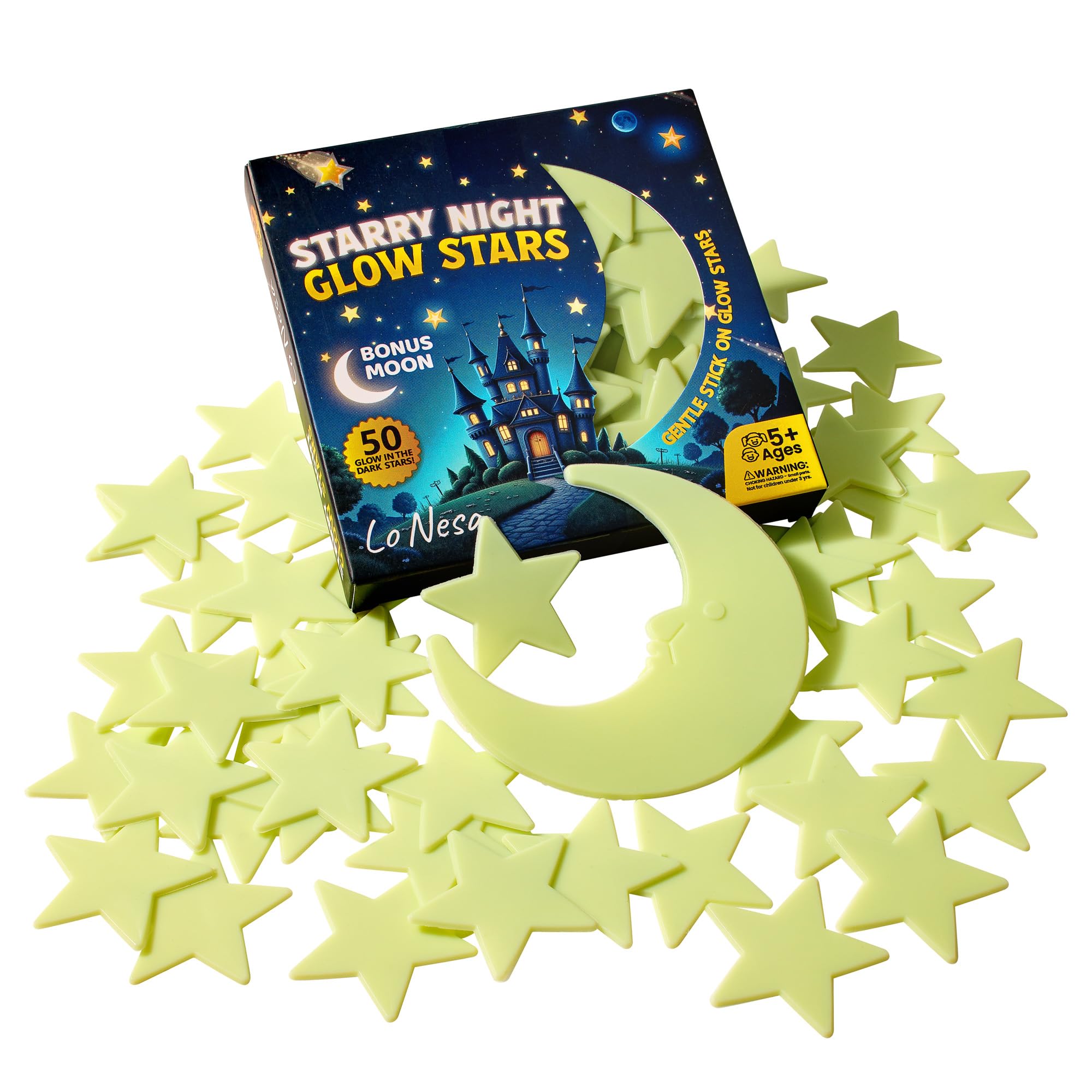 Big & Bright - Starry Night Glow Stars - Extra Large, Extra Strong Glow for Walls & Ceilings - Safe Mounting Putty Included