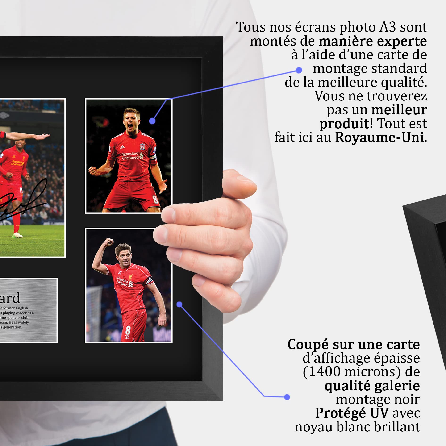 HWC Trading FR A3 Steven Gerrard Liverpool Cadeaux imprimés photo autographe signée pour les fans de football et les supporters - A3 Encadré