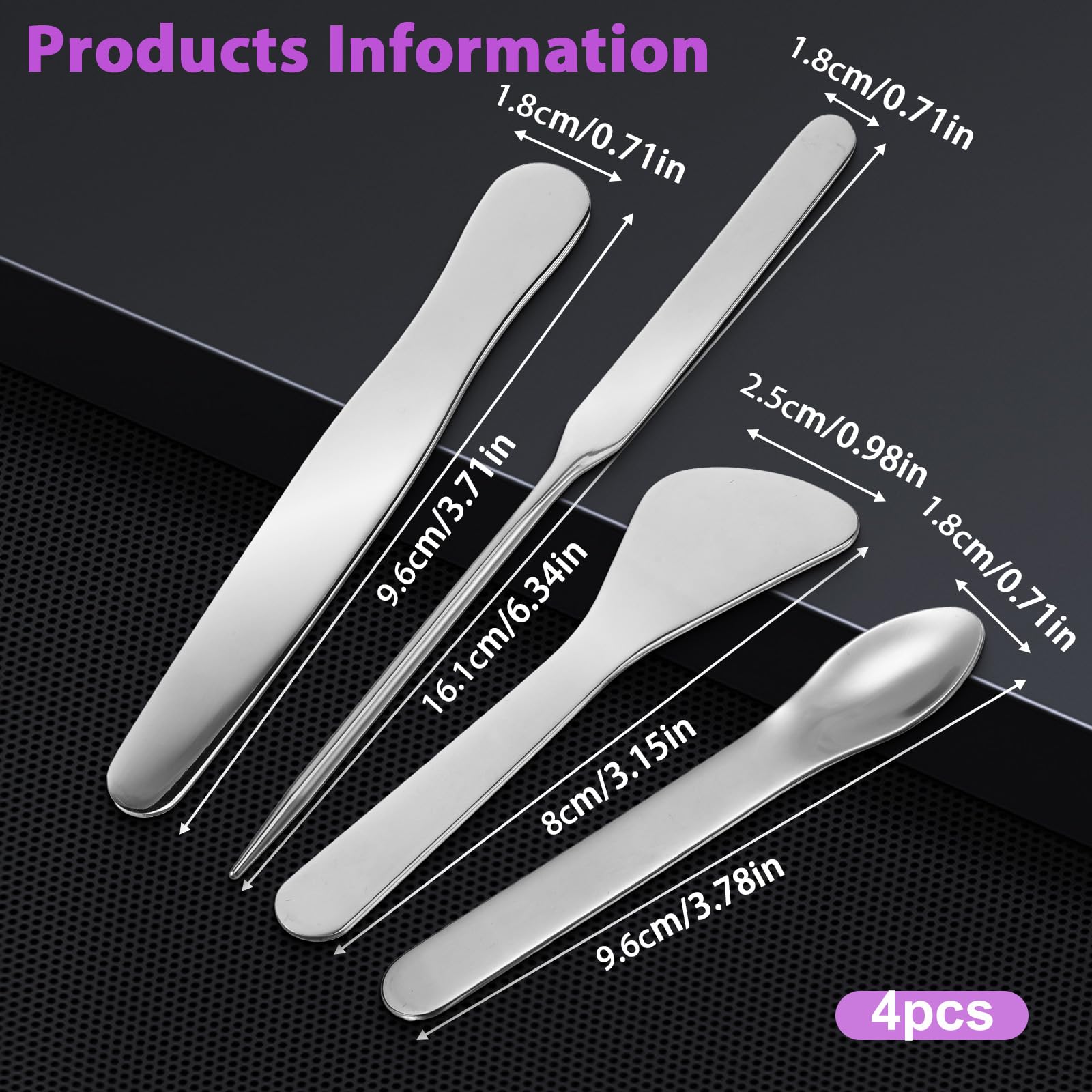 4PCS Stainless Steel Makeup Spatula Mini Metal Cosmetic Spatula Korean Skincare Spatula Multi-functional Beauty Spatula Tiny Facial Spatula Beauty Accessories for Personal Care Makeup Cosmetics Tools 1