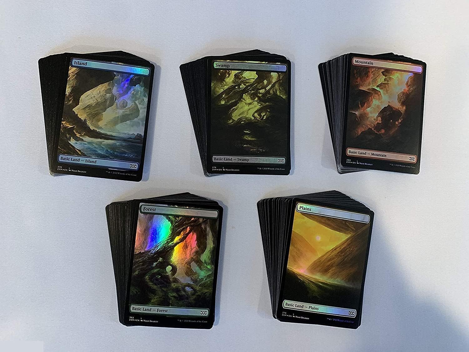 100 FOIL Full Art Basic Lands - Magic The Gathering - 20 Swamp, Mountain, Forest, Plains, Island