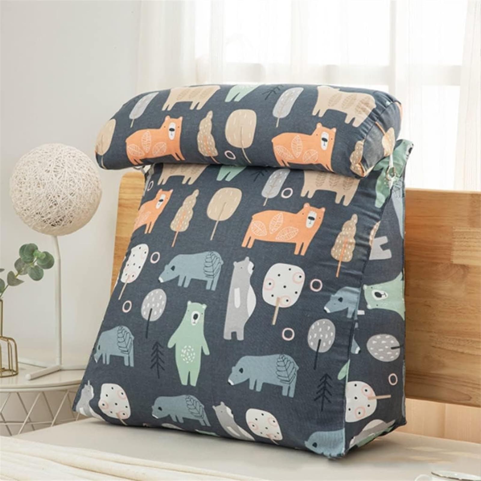 MYXJX back support cushion, On Bed Reading Watching TV Backrest Pillow with Pocket Triangle Back Cushion(B,60cm)