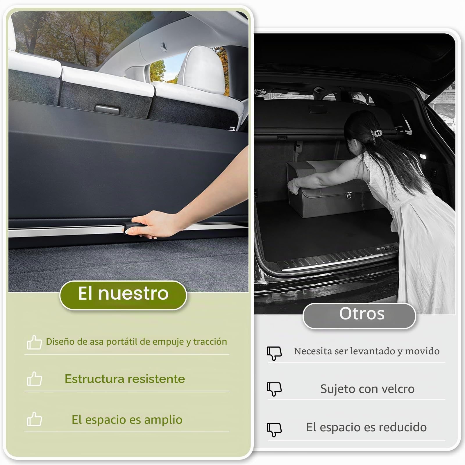 Organizador de Maletero de Gran Capacidad 70L para Coches y SUVs - Caja de Almacenamiento con Tapa, Asa Robusta y Base Antideslizante - Compartimento Extraíble(Negro, 78x29x31cm)