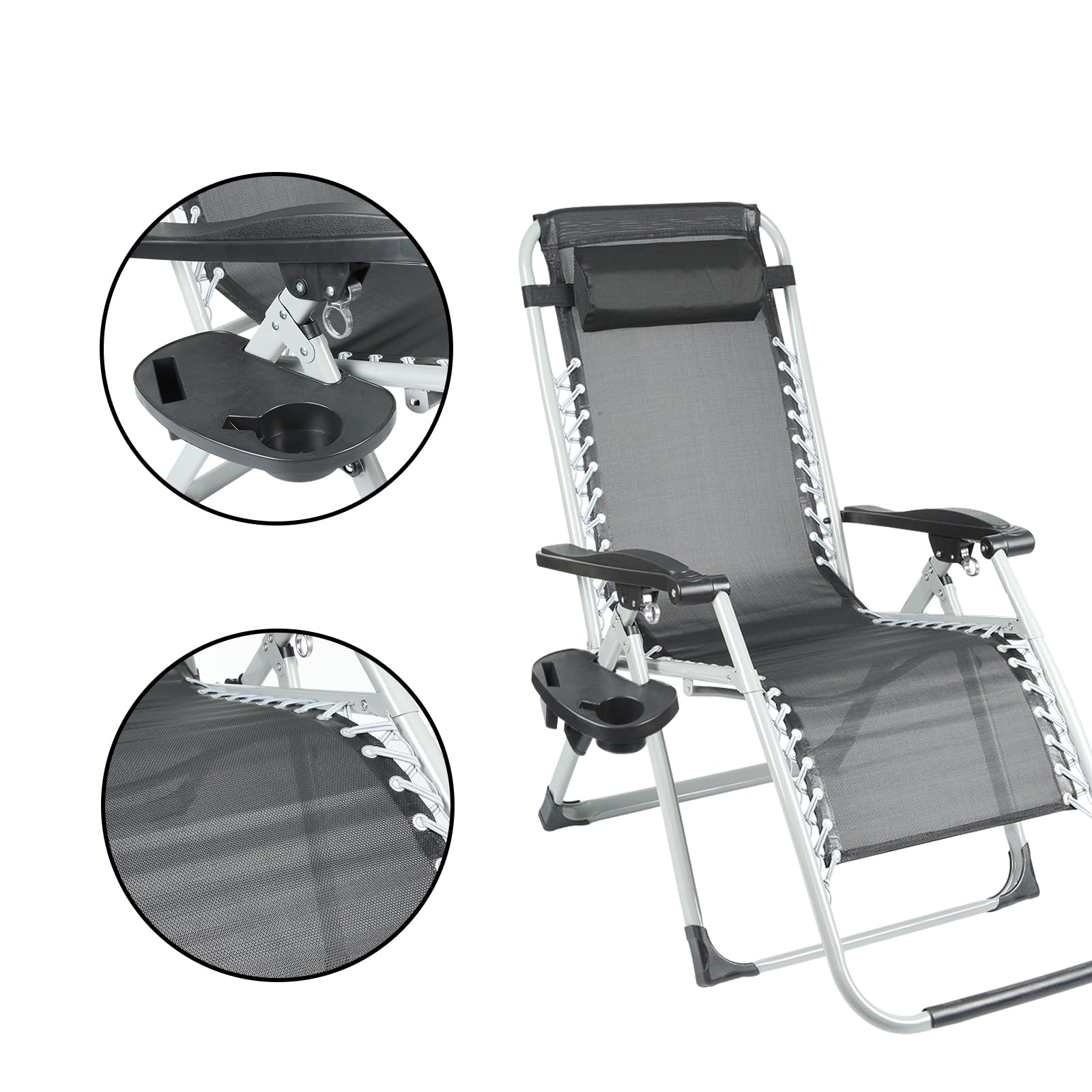 OHMG Sillas de Patio reclinables Tumbonas Cero Gravedad Tumbonas Jardín al Aire Libre Silla mecedora Cubierta para Playa Camping apoya 200 kg
