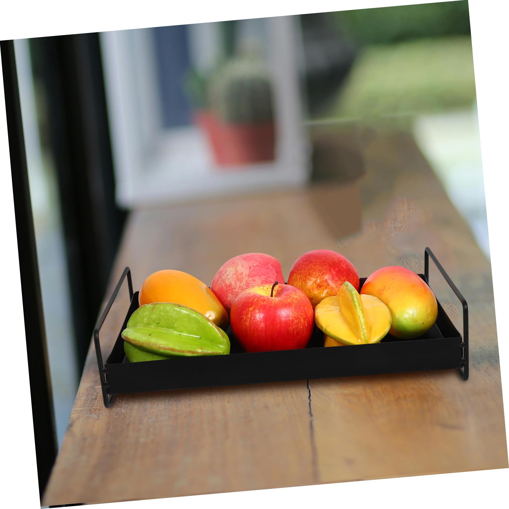 Bandeja de Metal Rectangular Negra con Asas, Hierro, 1 Pieza