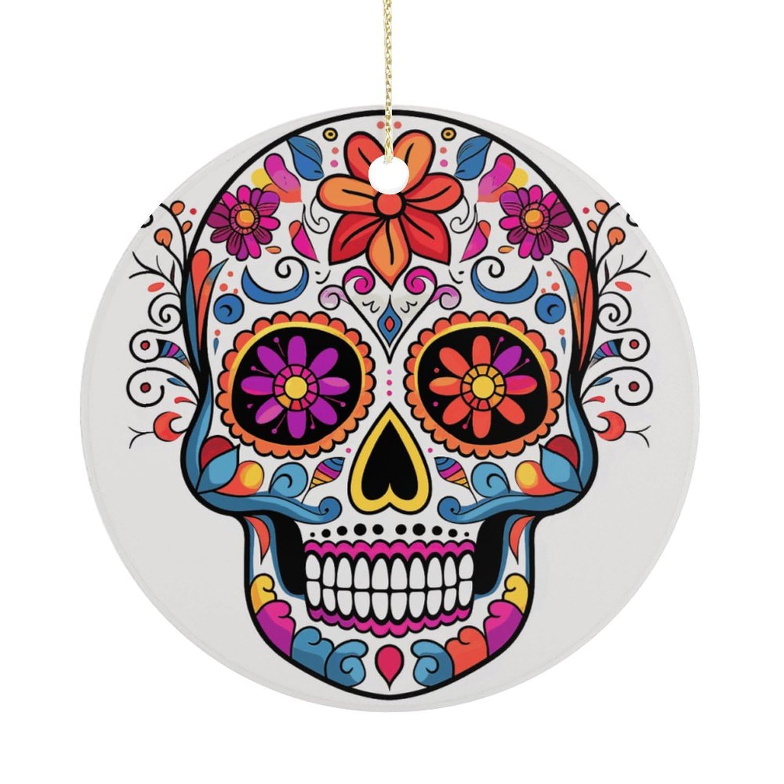 Adfgyerh Women's Style Sugar Skull Hanging Ceramic Ornaments, Christmas Tree Decorations, Funny Home Decor Gifts For Sisters & Work Best Friends