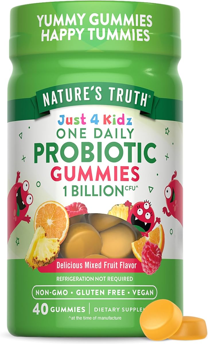 Nature's Truth Nature's Truth Kids Probiotic Gummies | 40 Count | Mixed Fruit Flavor | Vegan, Non-GMO & Gluten Free Supplement