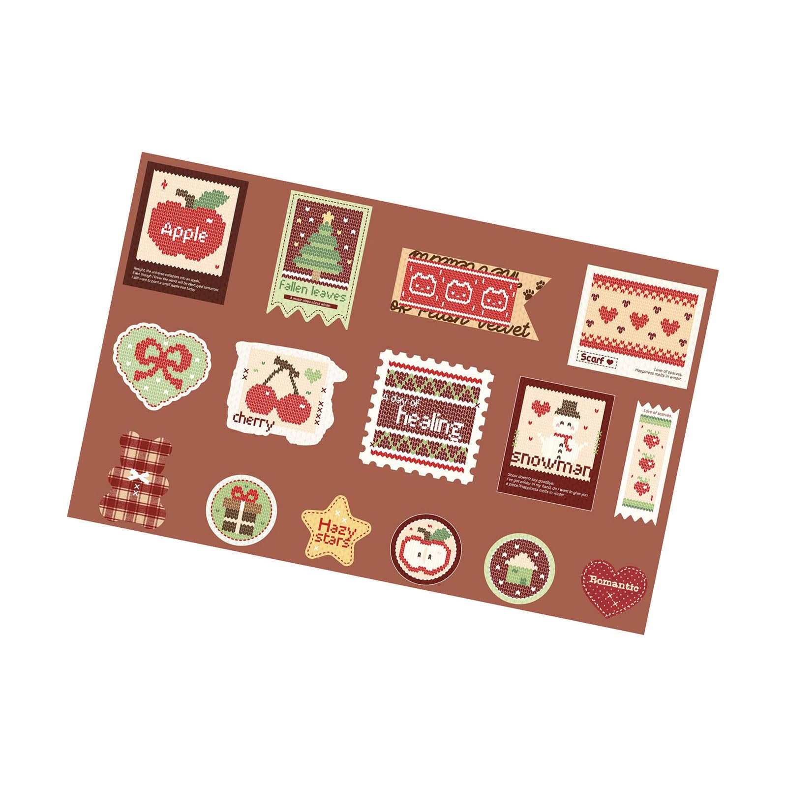 ordinarYone Scrapbooking Decorative Sticker Retro Knitted Patterned Paper Sticker for Journaling Notebook Photo Album Decoration