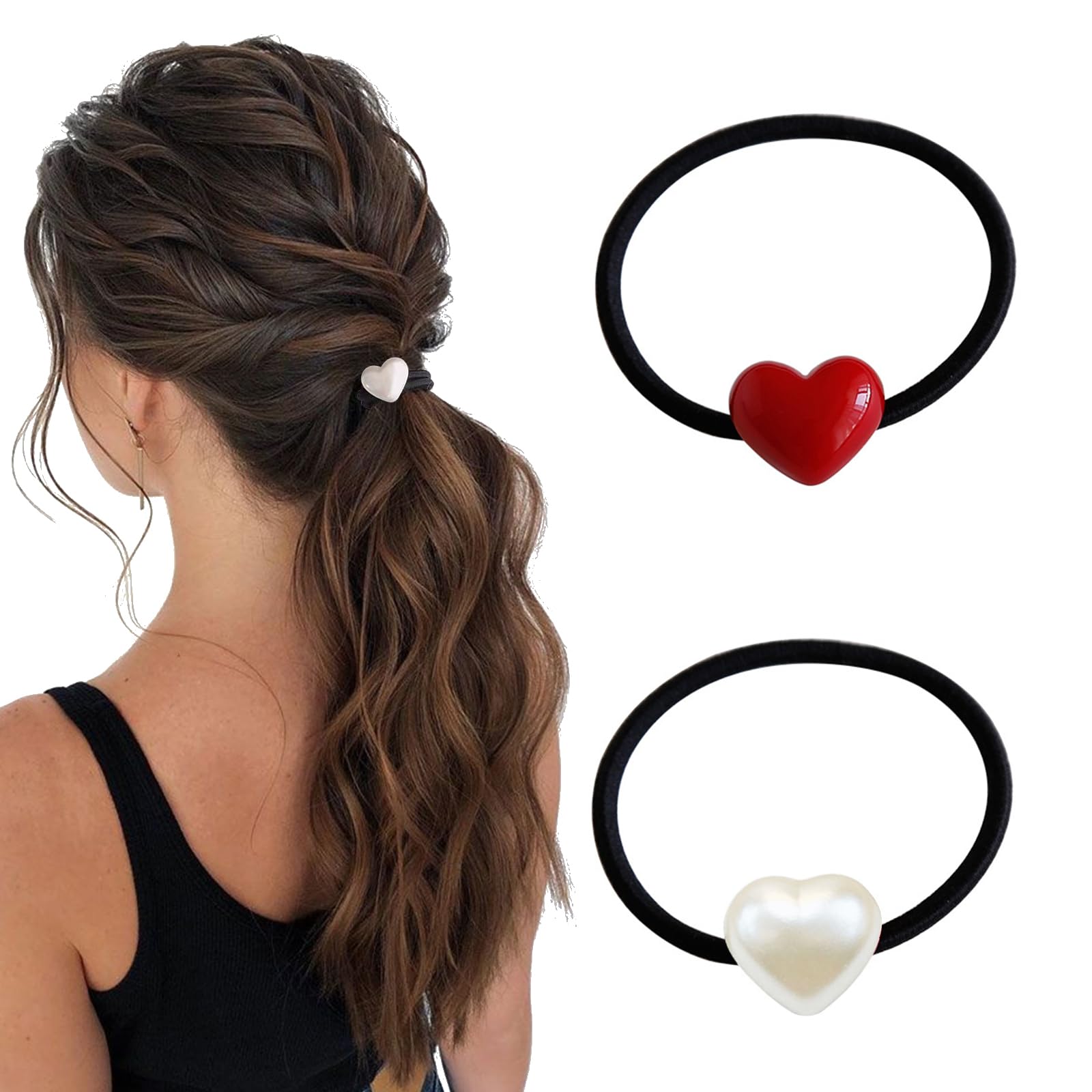 Amazon.com : AIUPUOC Valentine Cute Heart Hair Ties  display picture 2