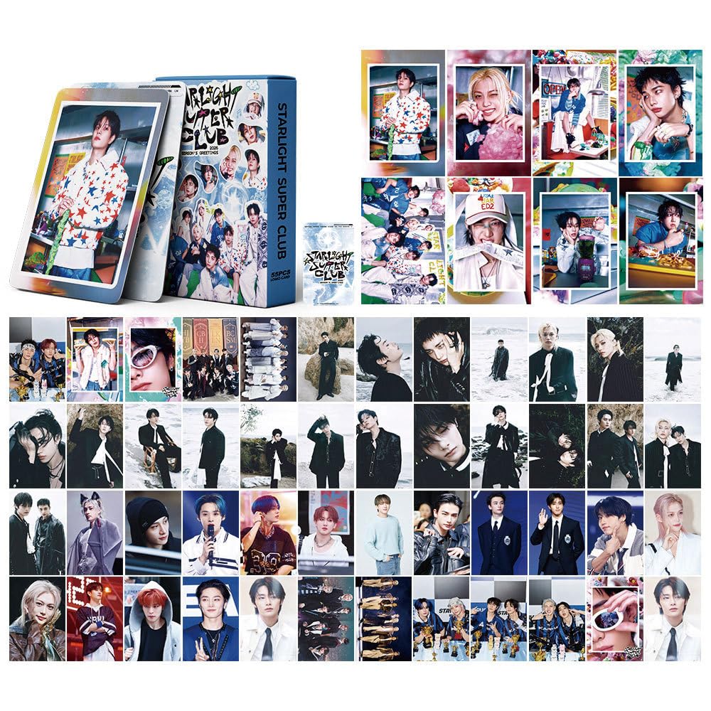 Stray Kids Photocard, 55 sztuk kart Kpop Stray Kids Lomo, nowy album, karty fotograficzne Kpop SKZ, must-have dla fanów K-pop (niebieskie)