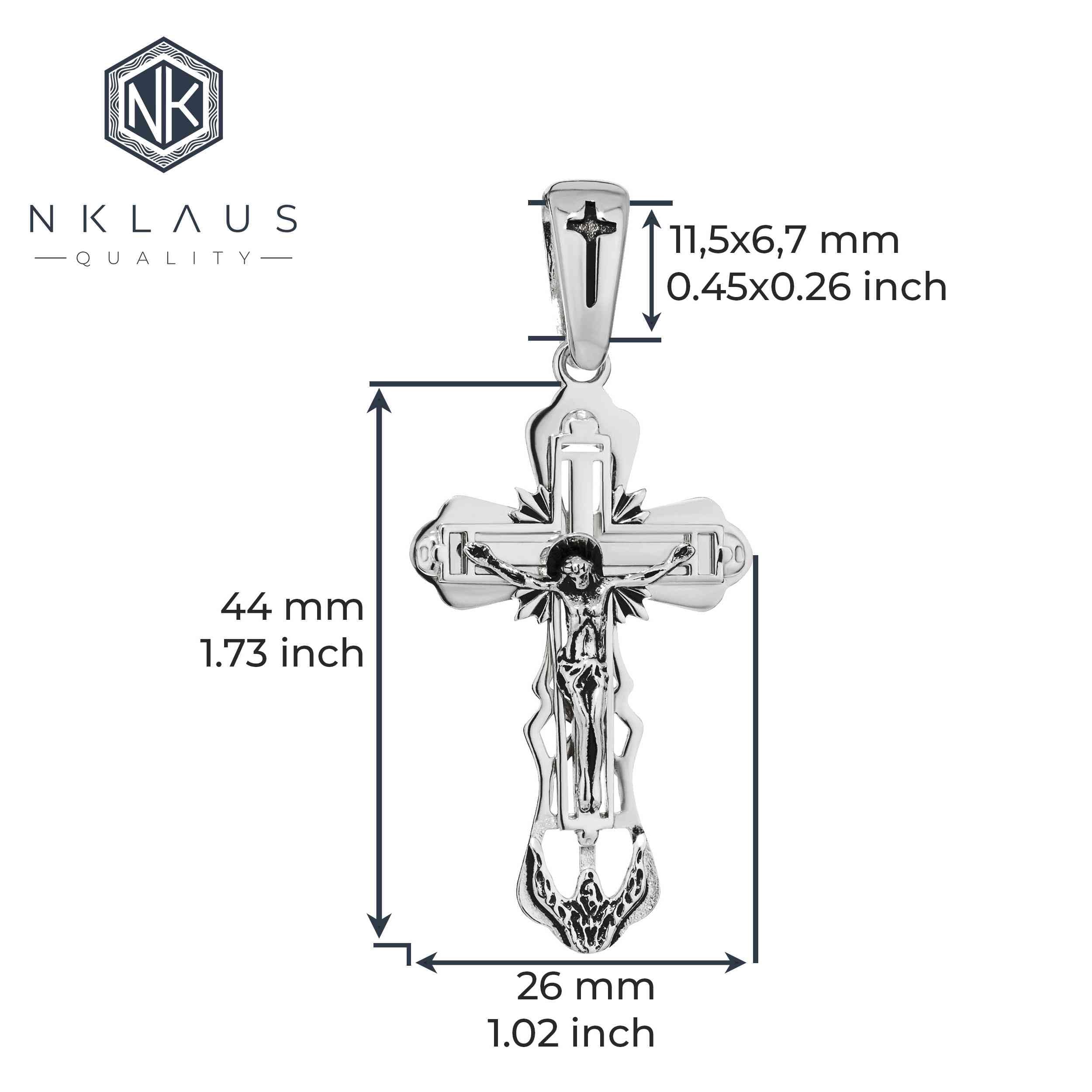NKlaus Exquisiter zawieszka do łańcuszka ze srebra próby 925, krucyfiks, 44 x 26 mm, elegancja w szczegółach 15475, Srebro