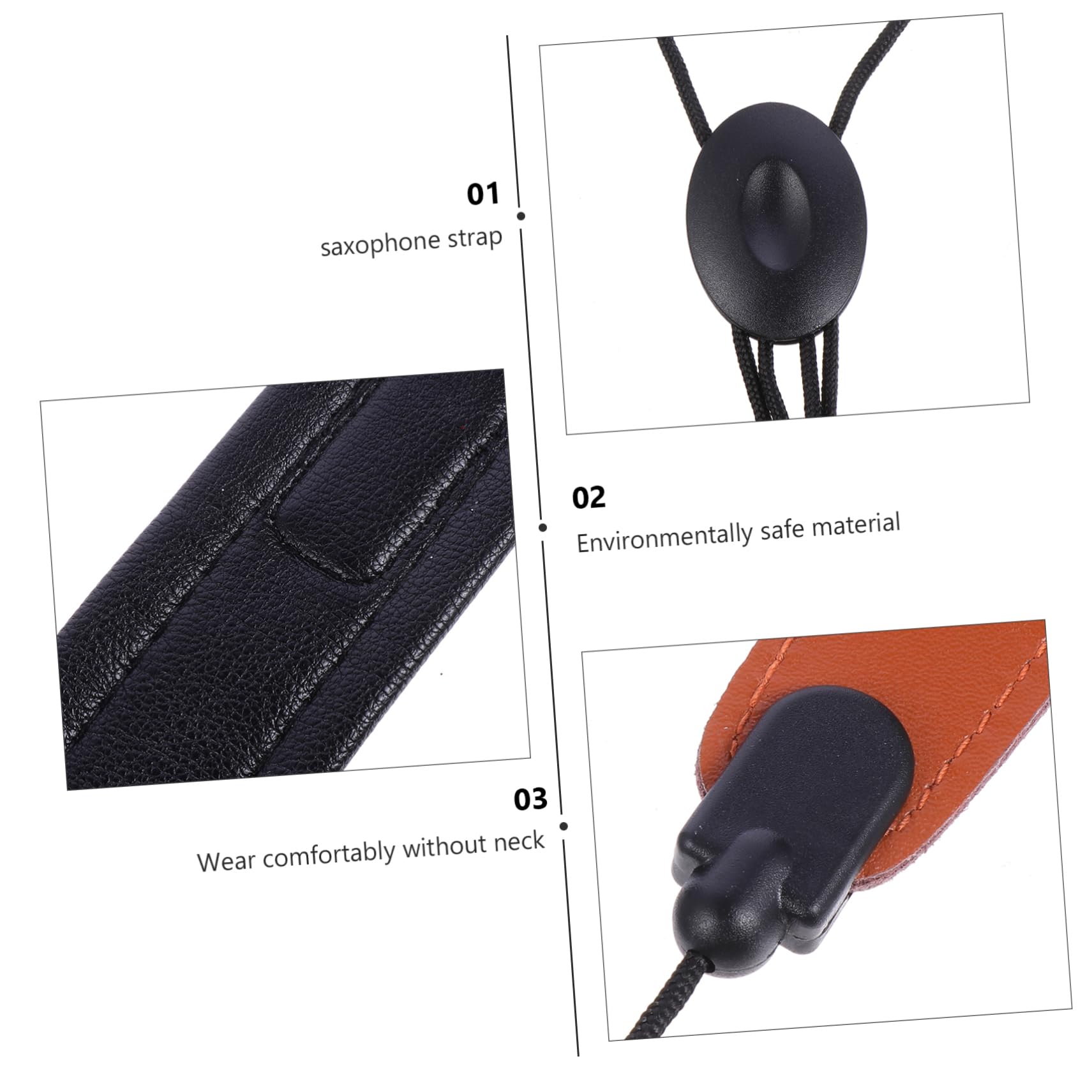 TOYANDONA 3pezzi Cinghia Per Sassofono Regolabile Con Supporto Imbottito e Gancio Antiscivolo Nera Comfort e Stabilità Per Musicisti