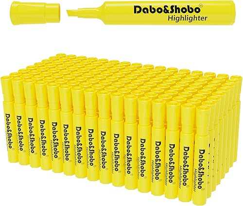Dabo&Shobo Paquete de 108 resaltadores amarillos estilo tanque, marcadores de punta de cincel para colorear