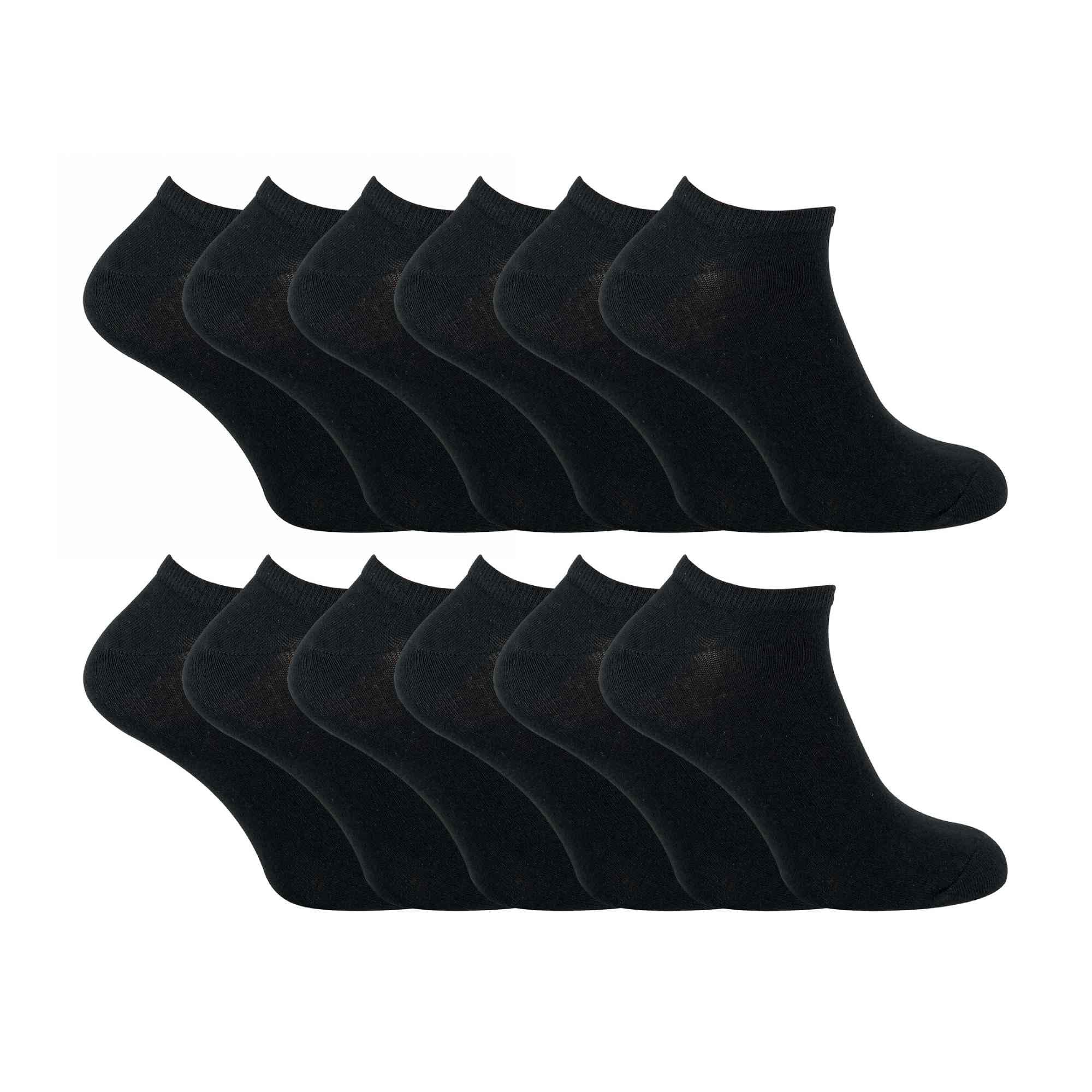 Sock Snob Men's Black 12 Pair Multipack Quarter Trainer Socks | | Cotton Short Low Cut Socks (6-11, )