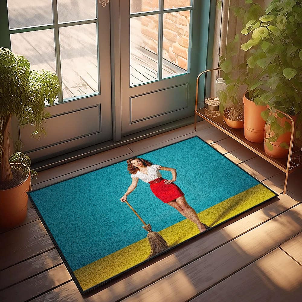Tapis de porte d'intérieur jupe rouge et paillasson Teen Stuff 65 x 90 cm