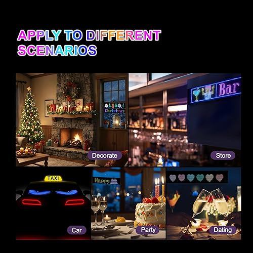 Miniatura 7 de Letrero LED programable de desplazamiento Tablero de visualización a todo color con control de aplicación Bluetooth Patrones personalizados de