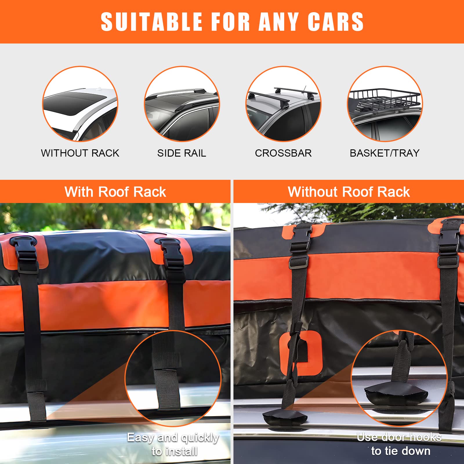 Buy Upgraded Car Rooftop Cargo Carrier Bag AUTOOMMO 15 Cubic Feet 100