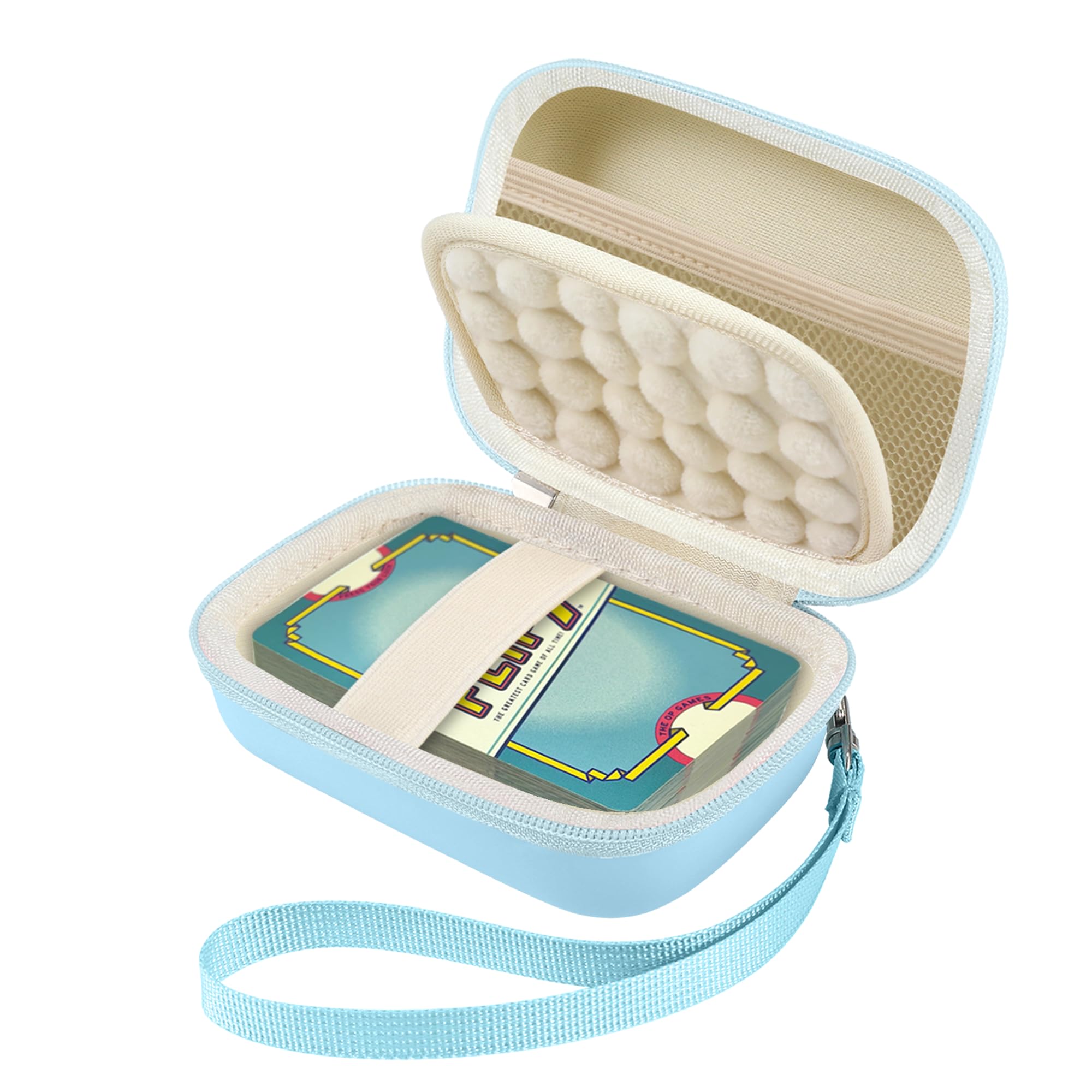 Leayjeen Tasche für Kosmos/USAopoly Flip 7 Kartenspiel, Blau | EVA-Hartschalen-Aufbewahrungsband mit Trageband und Netzbeutel