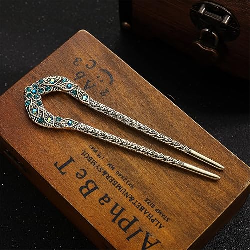 Miniatura 6 de Accesorio de peinado en forma de U Pin de pelo de cristal Clip de pelo de doble punta horquilla Chignon Hair Pin