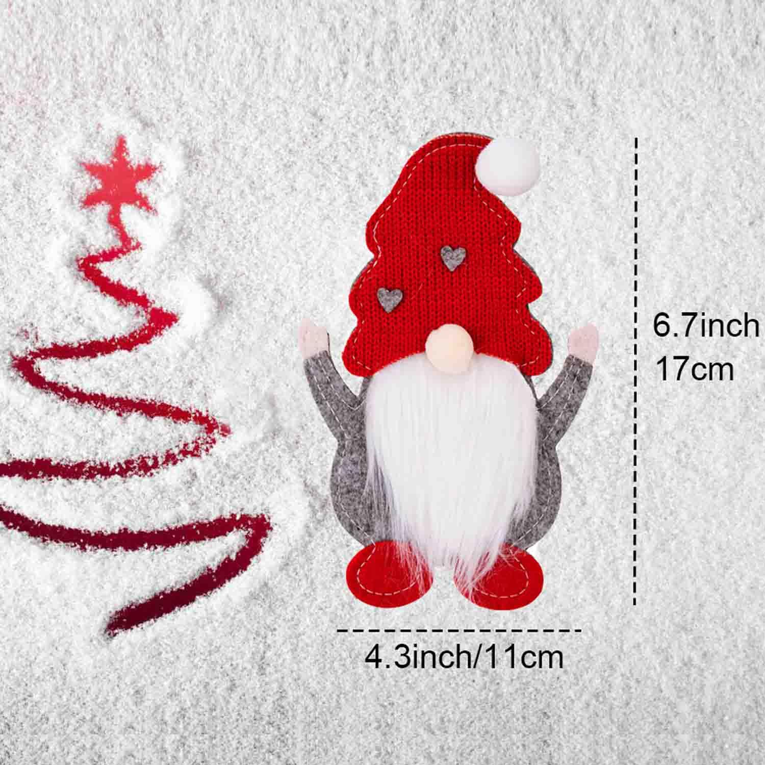 AuFiiy Christmas Cutlery Holder Costume, 6Pcs Christmas Gnome Santa Xmas Party Dinner Table Decoration, Red - Image 2