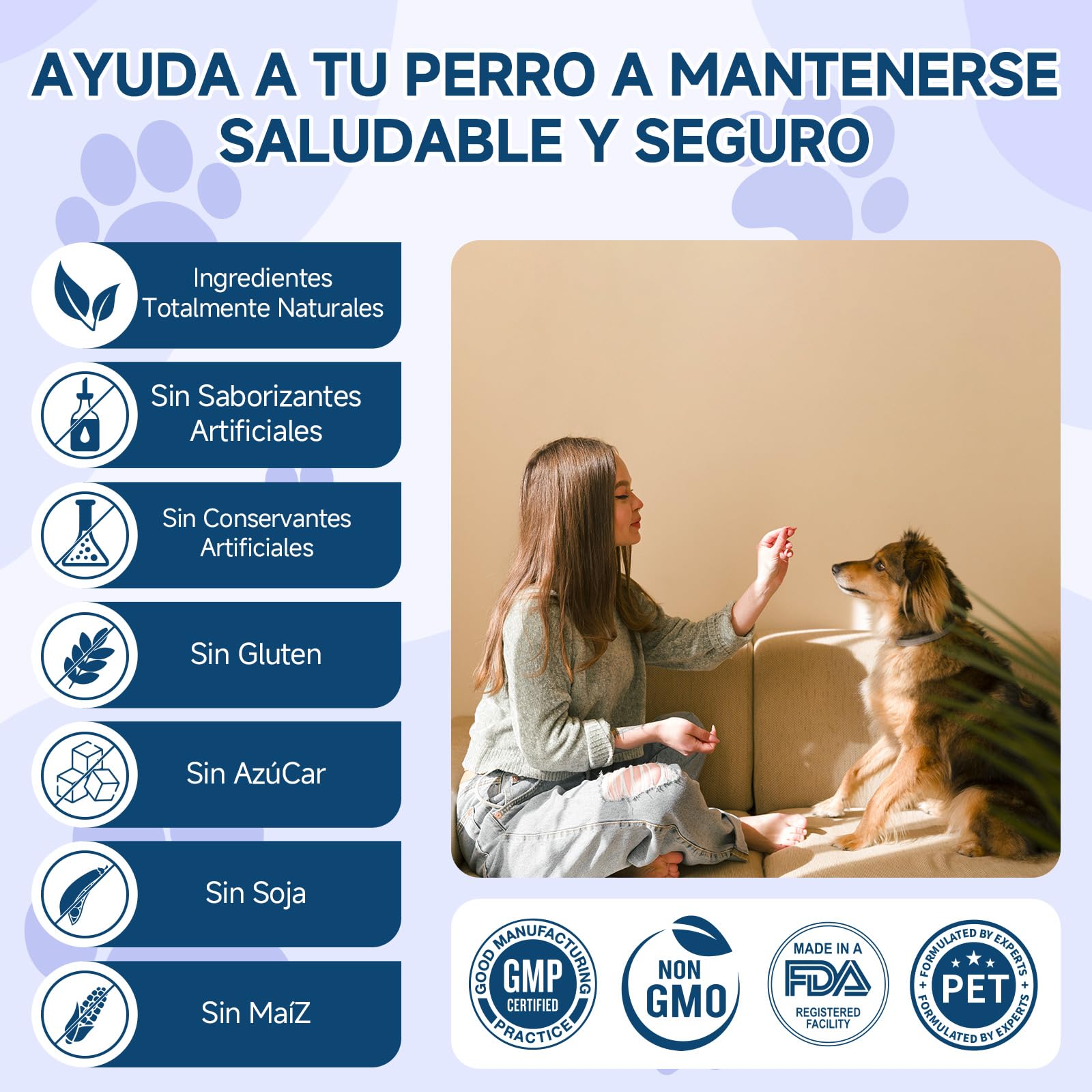 Golosinas Calmantes para Perros, 200 Naturales, Golosinas Tranquilizante para Perros para Apoyar la Calma, Ideales para Situacione de separación, Ladridos, Fuegos Artificiales y Tormentas, Sabor Pollo