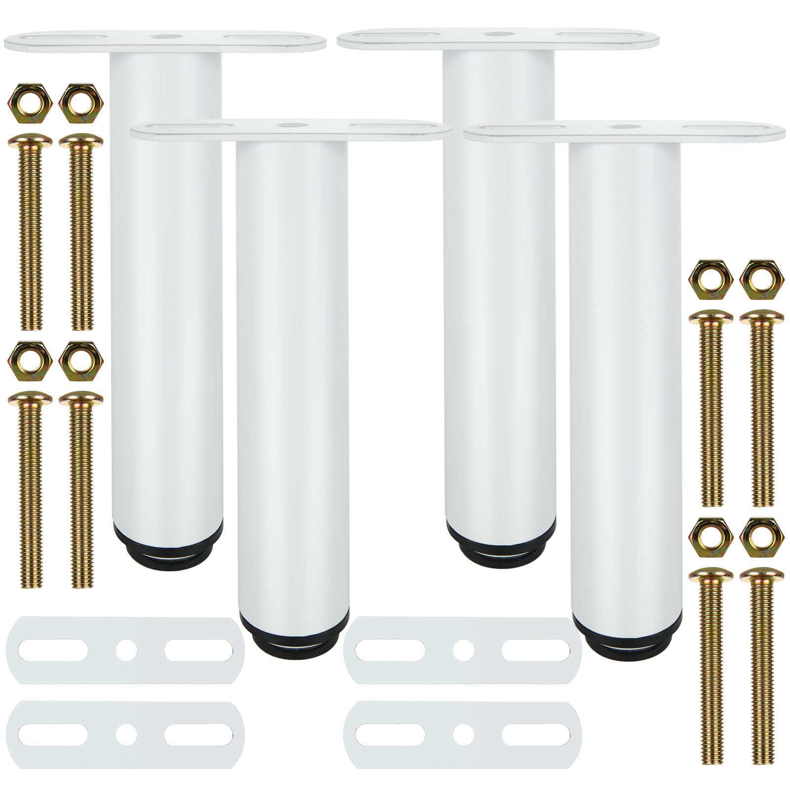 GOYADA 4pcs Adjustable Bed Legs, 18-33cm/7-13inch Heavy Duty Metal Centre Support, T-Shaped Feet for Bed, Sofa, Desk (White, Include Screws)