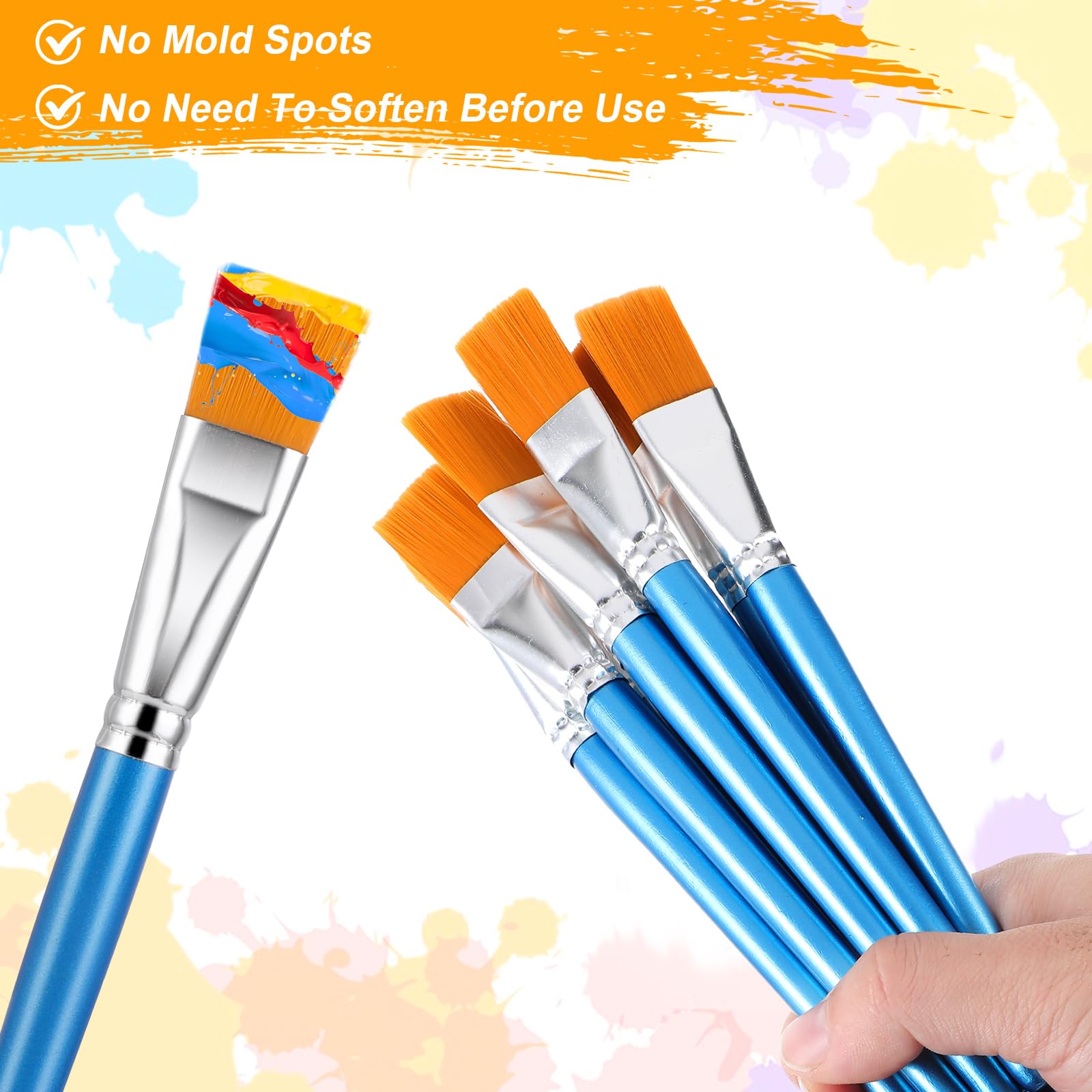Kit 10 Pinceaux De Peinture Colorés – Poils Plats – Manches Plastiques – Pour Enfants, Débutants, Artistes – Idéal Cadeau