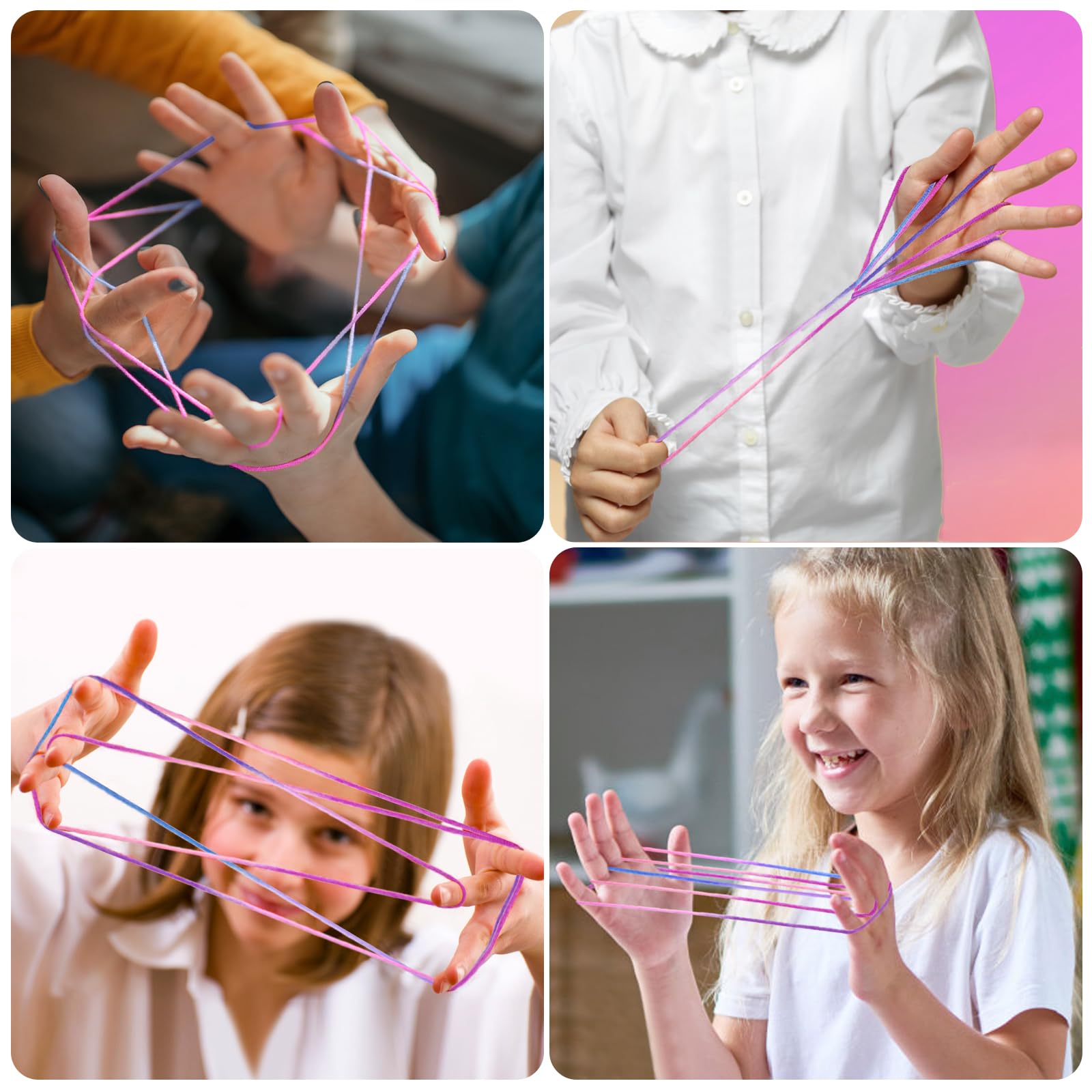 Cikyner Finger Twist, 8 sztuk gier na palce, długość 2 m, średnica 2 mm, dla dzieci, z instrukcją obsługi (może nie być dostępna w języku polskim), poliester, kolorowy, idealny prezent dla dziewcząt i