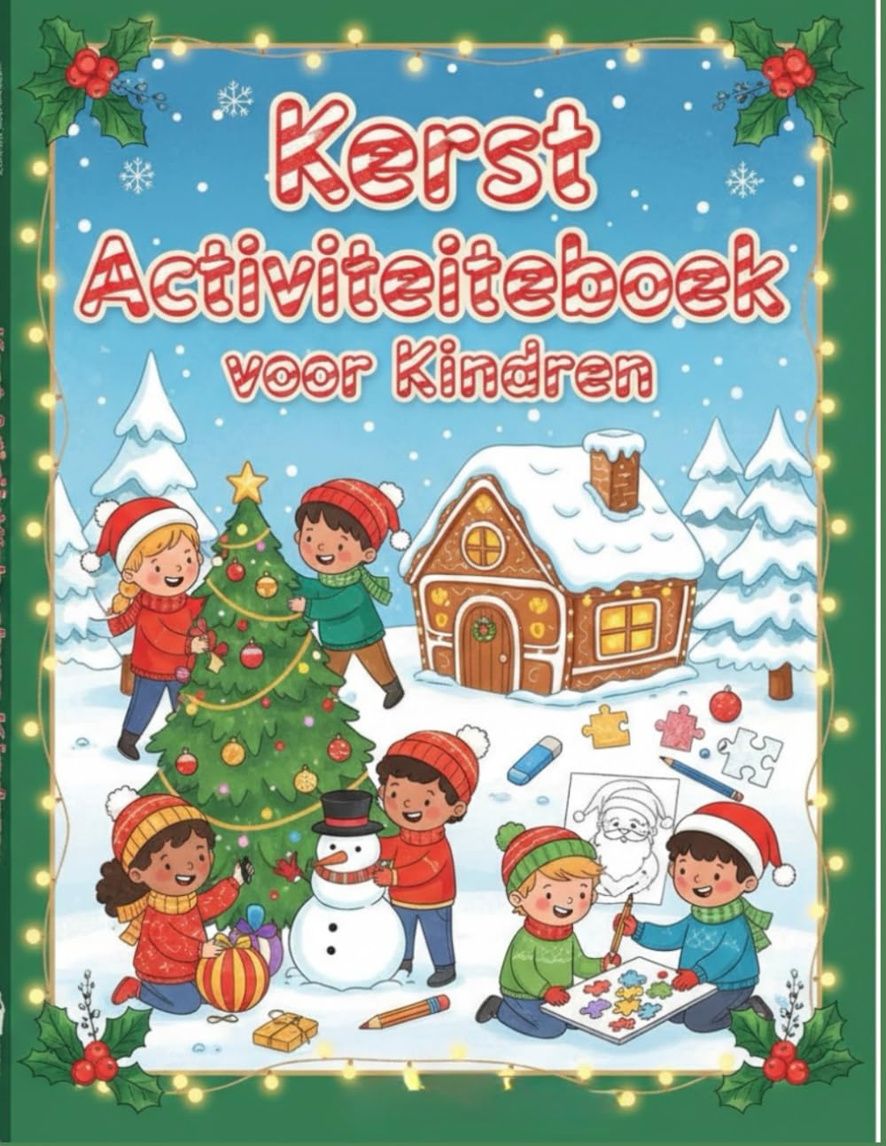 Kerst Activiteitenboek voor Kinderen: 30 Pagina’s Vol Kleurplezier, Spelletjes en Creatieve Activiteiten!