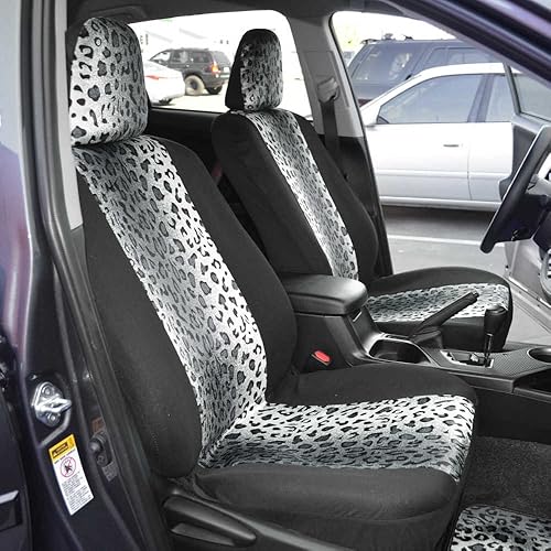 Miniatura 2 de carXS - Juego completo de fundas de asiento de coche con estampado de leopardo, incluye almohadillas para cinturón de seguridad y funda para volante