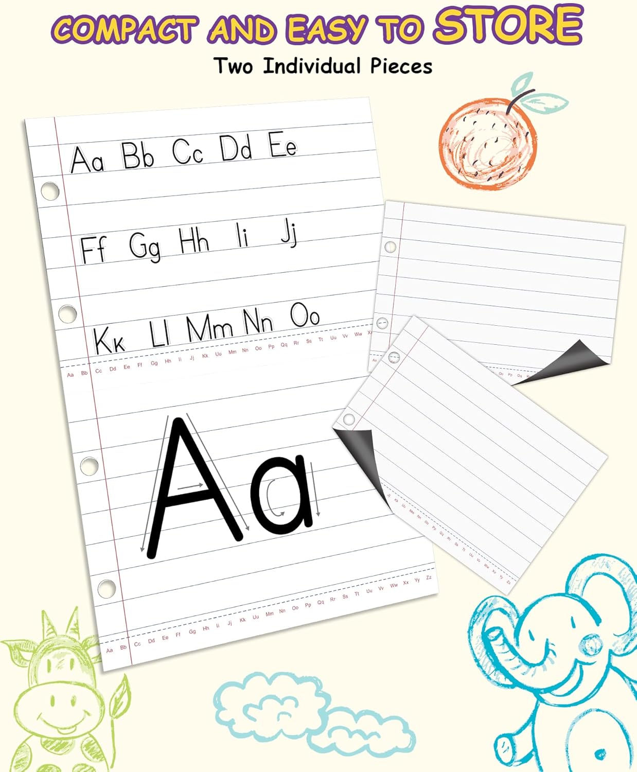 Giant Magnetic Notebook Paper White Line, Dry Erase Handwriting Chart, Lined Paper for White Board Accessories, Classroom Teacher Must Haves, Elementary, Essential Homeschool Teaching