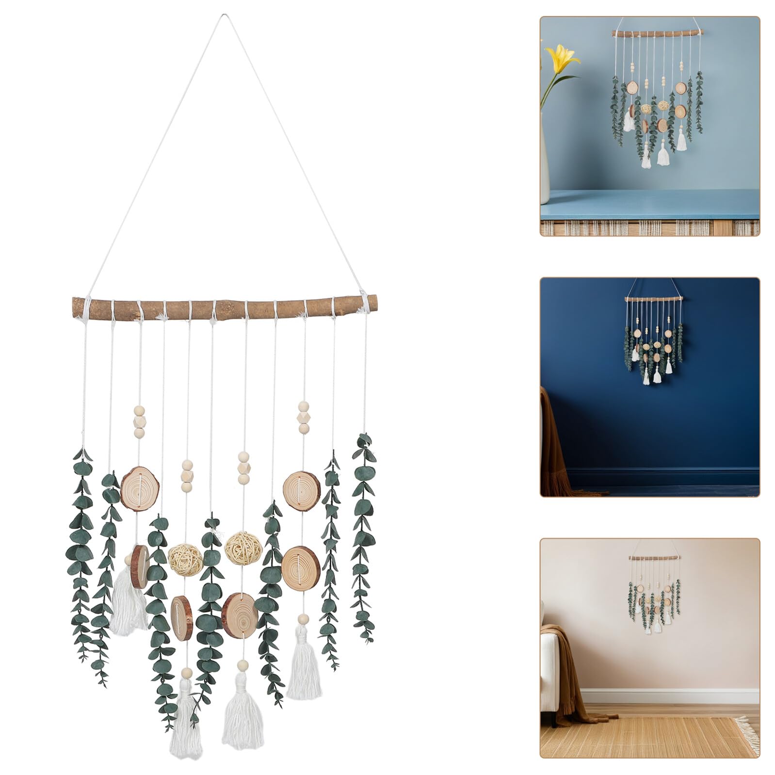 Gatuida Ghirlanda di Eucalipto Artificiale Decorazione da Parete Piante Artificiali Sospese Arazzi Rustici in Stile Boho Ghirlanda di Perline da Parete Arredamento per Casa in Stile