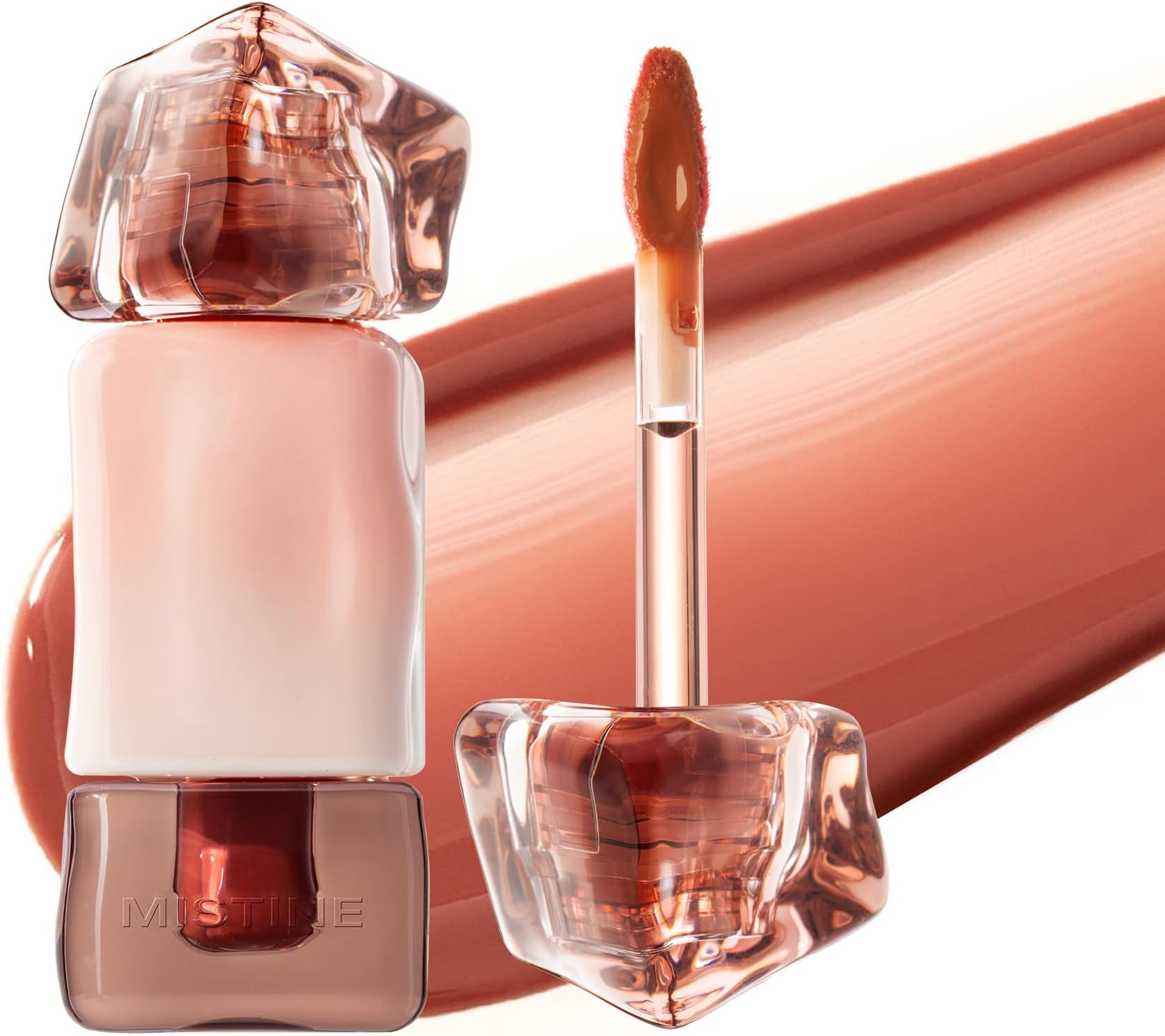 Lip Gloss Thai latte Long Lasting Lip Glaze Non-sticky Lip Tint Gloss with 1% Peptide Glossy Finish G01 Coconut Cold Brew 0.1oz 1 Count