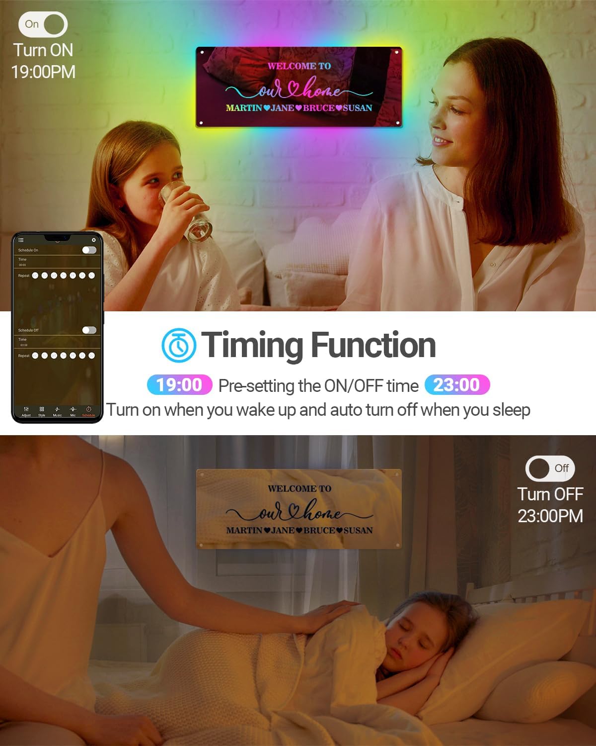 Personalized Name Mirror LED Neon Light, RGB Custom Name Mirror Light Up Sign with Remote, Color Changing Wall Decor for Bedroom, Living Room, Gift, Shop, LOGO Dimmable