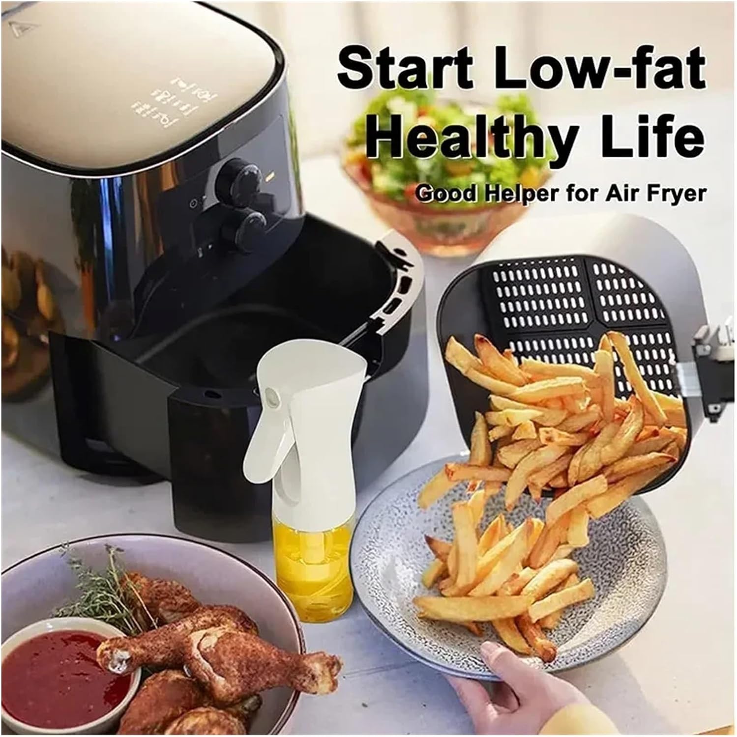 200/300/500ml Oil Spray Bottle BBQ Cooking Oil Sprayer Kitchen Baking Oil Spray Empty Bottle Vinegar Bottle Oil Dispenser(03white)