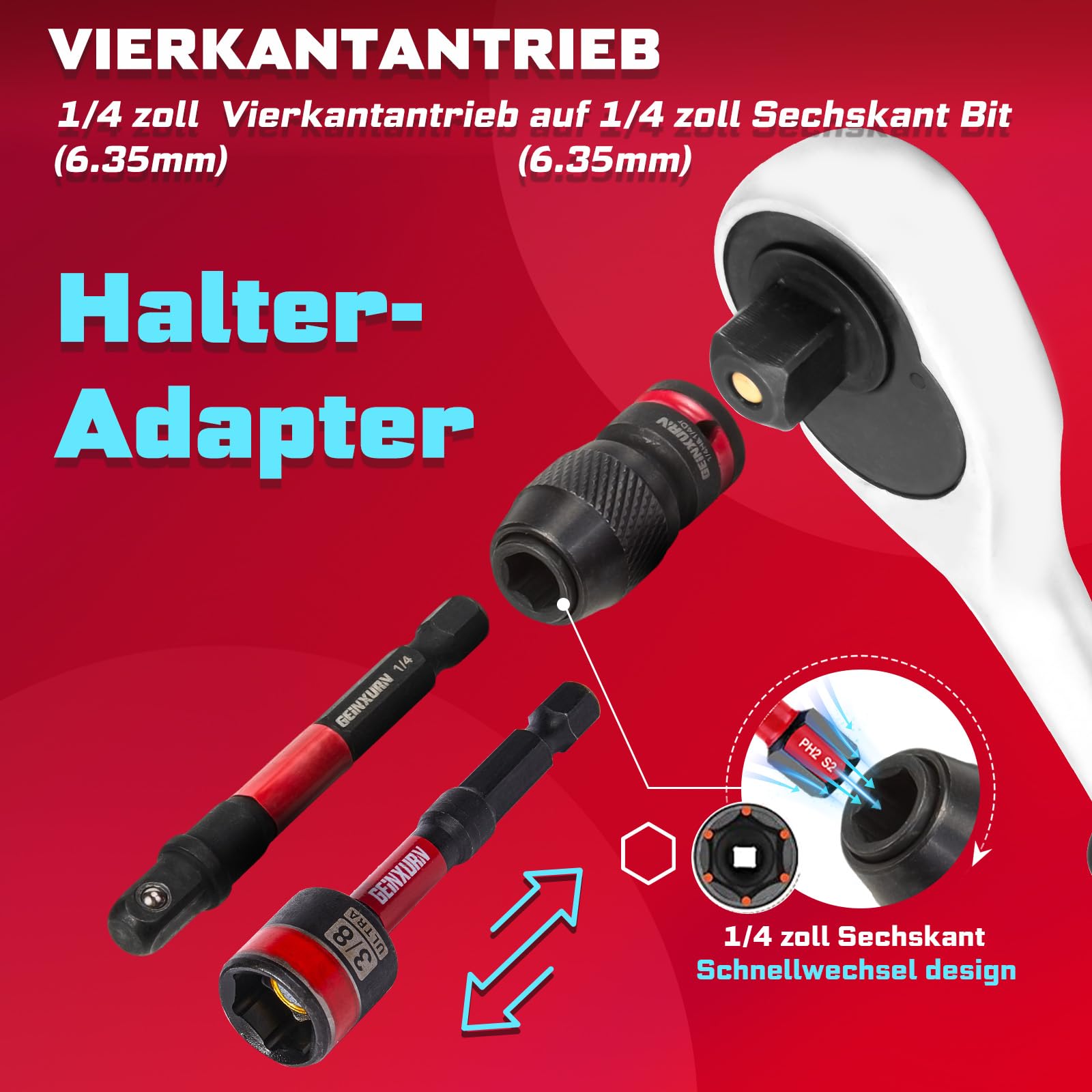 GEINXURN 30 stuks T40 slagvaste schroefbitset 50 mm lengte #40 Torx 1/4 inch zeskantige schacht aandrijfbits met 1 stuks 60 mm magnetische bithouder, S2 gelegeerd staal T40 schroevendraaierbits set