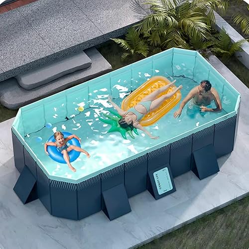 Miniatura 9 de Piscina enmarcadaMini piscinas rectangulares para niños pequeñosadultosniñosperros, piscina infantil azul verde larga 13 pies 9.6 pies 8.5 pies 6.9