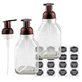 Cornucopia Brands 16-Ounce Square Glass Foaming Soap Dispensers (2-Pack, Clear Bottle w/Bronze Color Pump)
