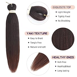 Beyond Beauty Braiding Hair pre stretched, Braids Synthetic Fiber Ombre Yaki Texture, Natural Easy Twist Braids Crochet Hair Hot Water Setting hair extensions