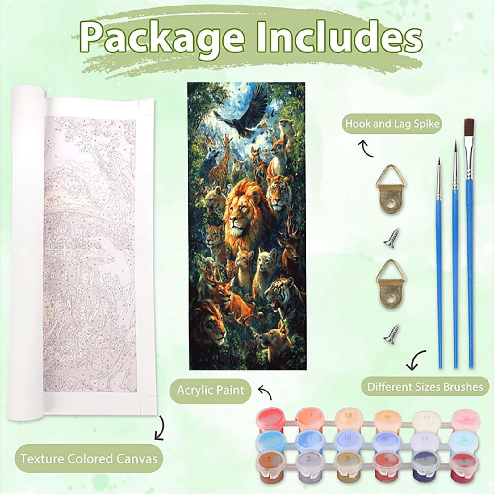 Malen Nach Zahlen 50x150cm Leinwand Tier Malen Nach Zahlen Erwachsene mit Ohne Rahmen, DIY Kreativ Set für Erwachsene mit Pinseln und Acrylfarbe, Zimmer Deko Wald Landschaft Geschenk, P0M-893