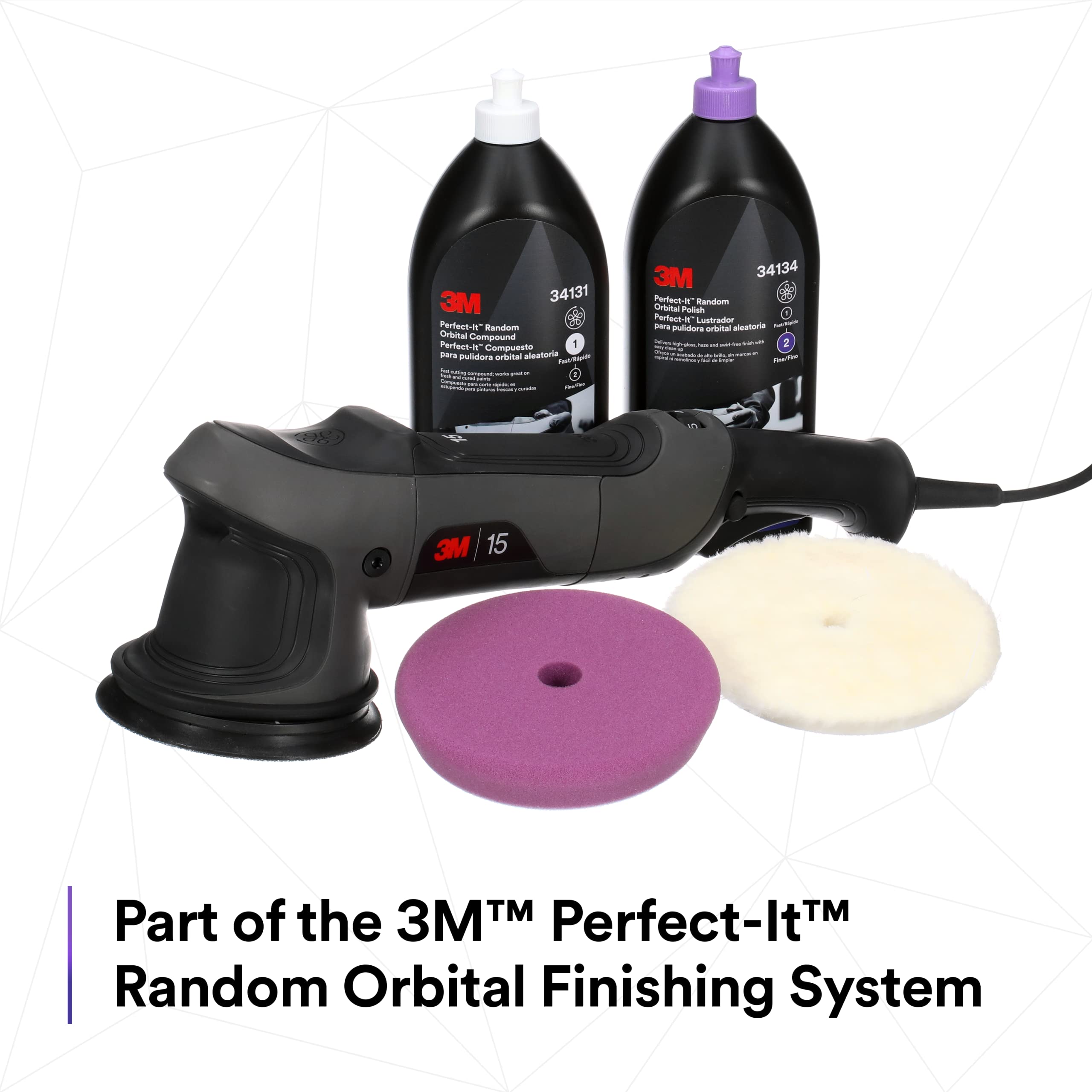Perfect-It 3M PN34121 - Almohadilla de compuesto de lana orbital al azar, 130 mm, color blanco, almohadillas orbitales para compresión y pulido automotriz