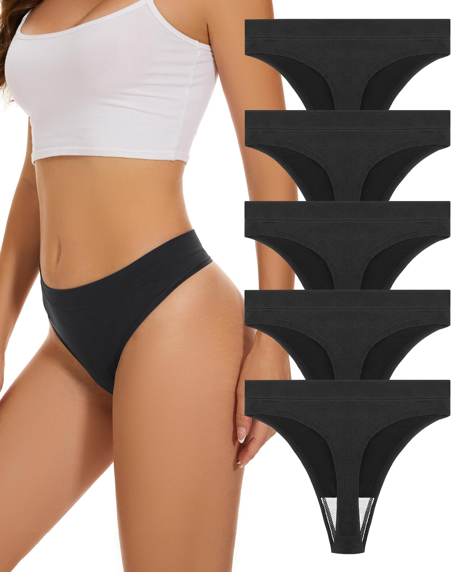 VOENXE Slip Perizoma da Donna A Vita Alta,Senza Cuciture Tanga,Mutande Invisibili Brasiliana Microfibra Intimo Mutandine, Perizomi Mutanda Invisibile,String Thong Elasticizzato Culotte,Pacco da 5