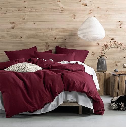 Miniatura 6 de Eikei Juego de funda de edredón de algodón lavado, color sólido, estilo casual, moderno, relajado, tacto suave, aspecto arrugado natural (polvo de