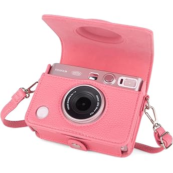 MUZIRI KINOKOO H&uuml;lle f&uuml;r Fuji Instax Mini EVO Instant Camera - PU Leder Lychee Linien Fuji Mini EVO Tasche mit Verstellbarem 