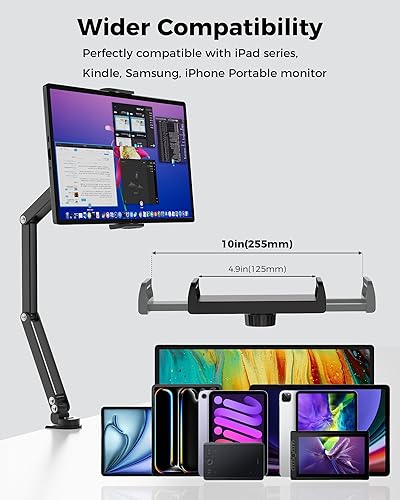 Miniatura 4 de Soporte plegable y flexible para tablet para escritorio, soporte de brazo ajustable de 360 para iPad, soporte portátil para monitor de 15.6, soporte