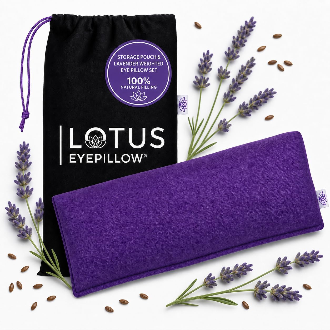 Lotus Weighted Lavender Eye Pillow|Sleeping & Meditation Mask|Yoga Eye Pillow |Lavender Aromatherapy Eye Pillow | Hot or Cold Pack| Head Ache Relief | Sleep mask Relaxing Gift Men, Women & Employees